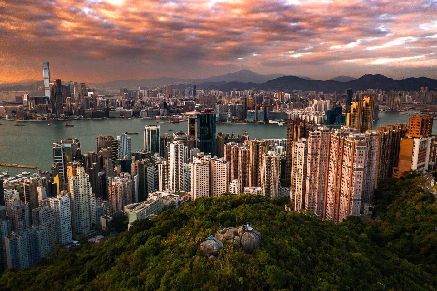 a view of a city with a lot of tall buildings.
