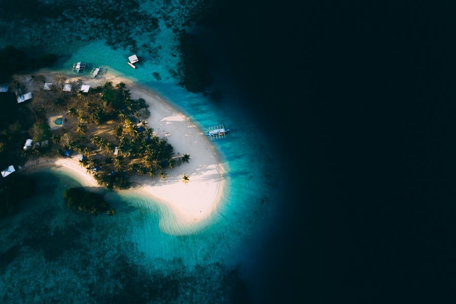 a small island in the middle of the ocean.