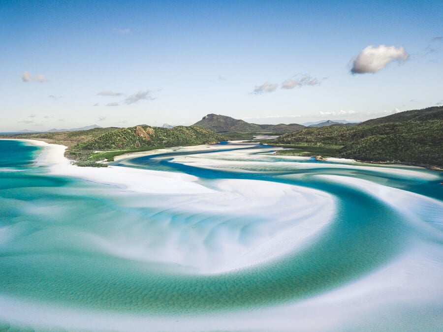 an aerial view of a body of water.